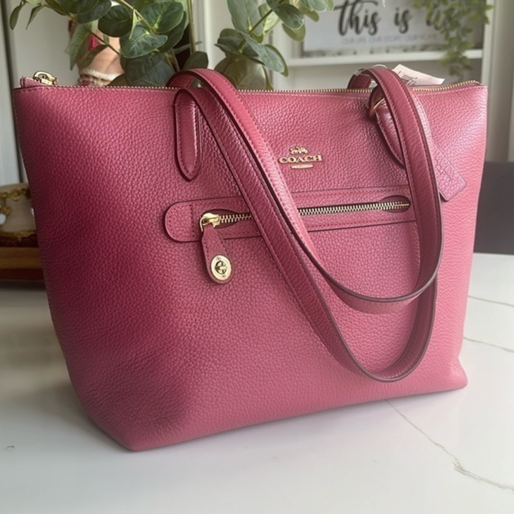 Coach Pink Leather Tote with Gold Hardware